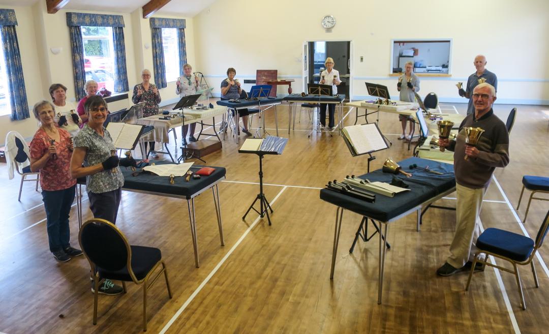 Post Covid practice Alton Handbell Ringers